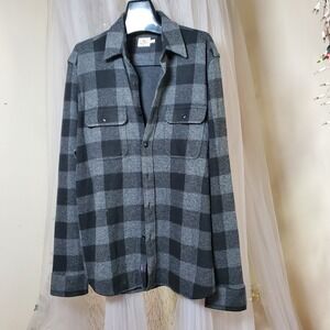 Faherty Mens Cabincore Flannel Size L Lumberjack Oversized Black Gray Button Up